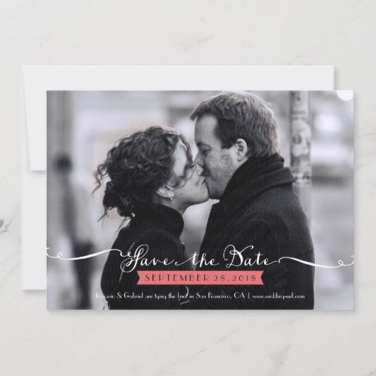 Romantic de Foto van het Manuscript sparen de Dat Save The Date (Voorkant)