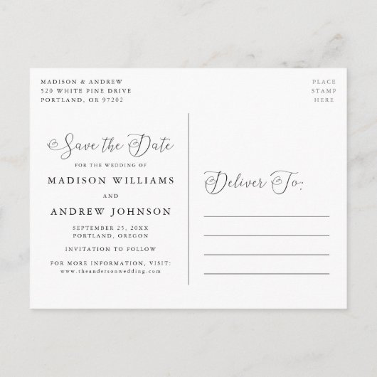 Romantic de Foto van het Manuscript van het Hart s Aankondigingskaart (Achterkant)