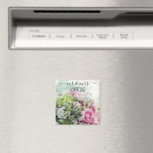 Romantic de heer en Mrs Pink Rose Floral Wedding Magneet (Insitu (Vaatwasser))