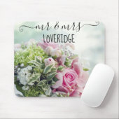 Romantic de heer en Mrs Pink Rose Floral Wedding Muismat (Met muis)