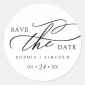 Romantic de Namen van de Calligrafie sparen de Sti Ronde Sticker (Voorkant)