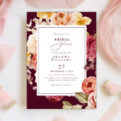 Romantic Deep Burgundy Floral Bridal Shower Kaart