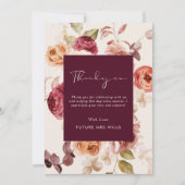 Romantic Deep Burgundy Floral Elegant Thank you Kaart (Voorkant)
