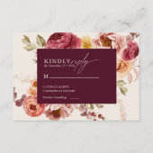 Romantic Deep Burgundy Floral Elegant Wedding Informatiekaartje (Voorkant)