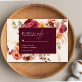 Romantic Deep Burgundy Floral Elegant Wedding Informatiekaartje