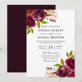 Romantic Deep Burgundy Red Rose Wedding Kaart (Voorkant / Achterkant)
