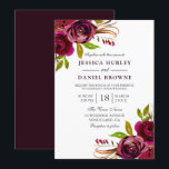 Romantic Deep Burgundy Red Rose Wedding Kaart<br><div class="desc">Romantic Deep Burgundy Red Rose Wedding Invitation Zie bijbehorend collectie in winkel</div>