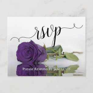 Romantic Deep Paars Reflecterende Roos Wedding RSV Briefkaart