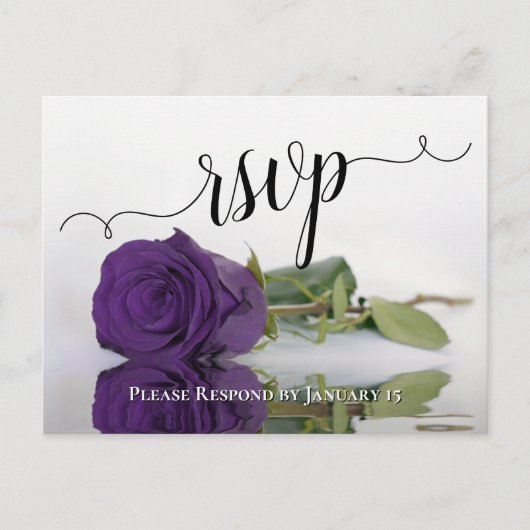 Romantic Deep Paars Reflecterende Roos Wedding RSV Briefkaart (Voorkant)
