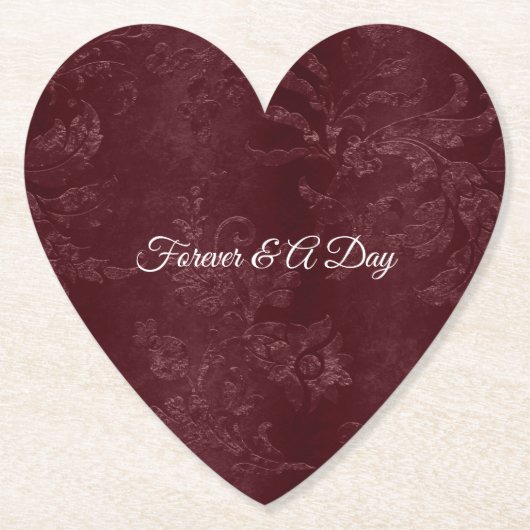 Romantic Deep Red Burgundy Floral Wedding Kartonnen Onderzetters (Voorkant)