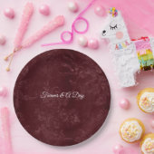 Romantic Deep Red Burgundy Floral Wedding Papieren Bordje (Feest)