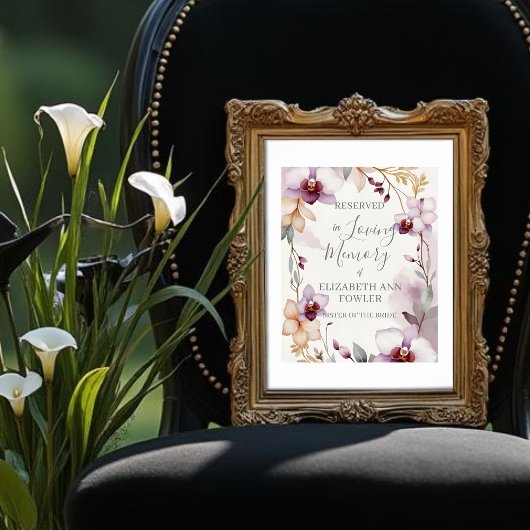 Romantic Delicate Floral Orchids Reserved Seat Poster