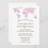 Romantic Destination Wedding Waterverf Wereldkaart Kaart (Voorkant / Achterkant)