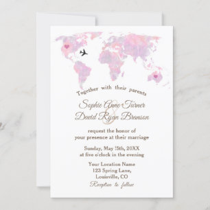 Romantic Destination Wedding Waterverf Wereldkaart Kaart