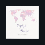 Romantic Destination Wedding Waterverf Wereldkaart Servet<br><div class="desc">U kunt het hart en het vliegtuig verplaatsen naar uw behoeften. Het ontwerp van de Wereldkaart van de Waterverf van de Reizen van de Bestemming de Weg kaart! Het is perfect voor de bruiloft van een koppel dat graag wil reizen, of iemand die een bruiloft voor de bestemming heeft. Het...</div>