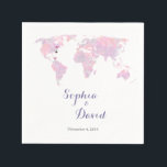 Romantic Destination Wedding Waterverf Wereldkaart Servet<br><div class="desc">U kunt het hart en het vliegtuig verplaatsen naar uw behoeften. Het ontwerp van de Wereldkaart van de Waterverf van de Reizen van de Bestemming de Weg kaart! Het is perfect voor de bruiloft van een koppel dat graag wil reizen, of iemand die een bruiloft voor de bestemming heeft. Het...</div>