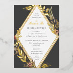 Romantic Diamond Floral Grey Vrijgezellenfeest Folie Uitnodiging<br><div class="desc">Echte folie is hier! Alle tekst op de voorzijde is in folie gekozen uit de folie goud,  zilver of roos naar wens. Achtergrondkleur en diamantkleur zijn bewerkbaar.</div>