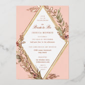 Romantic Diamond Floral Vrijgezellenfeest Folie Uitnodiging (Voorkant)