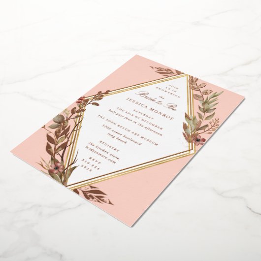 Romantic Diamond Floral Vrijgezellenfeest Folie Uitnodiging (Gedraaid)