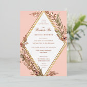 Romantic Diamond Floral Vrijgezellenfeest Folie Uitnodiging (Staand Voorkant)