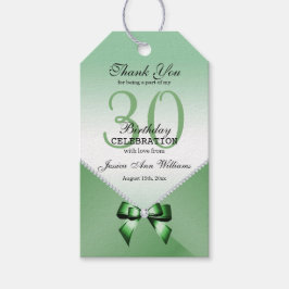 Romantic Diamonds & Emerald Bow 30th Birthday Cadeaulabel
