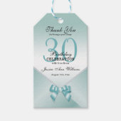 Romantic Diamonds en Blauwgroen Bow 30e verjaardag Cadeaulabel (Voorkant)