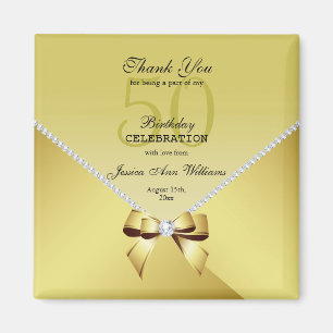Romantic Diamonds & Gold Bow 50e verjaardag Magneet