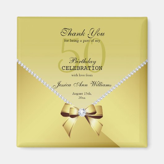Romantic Diamonds & Gold Bow 50e verjaardag Magneet (Voorkant)
