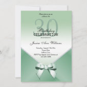 Romantic Diamonds & Mint Green Bow 30th Birthday Kaart (Voorkant)