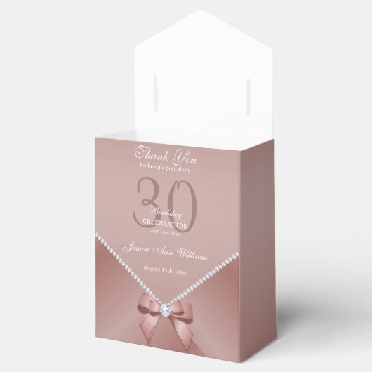 Romantic Diamonds & Roos Gold Bow 30e verjaardag Bedankdoosjes (Geopend)