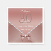 Romantic Diamonds & Roos Gold Bow 30e verjaardag Servet (Voorkant)