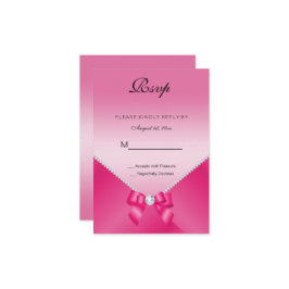 Romantic Diamonds & Roze Bow 30e verjaardag RSVP Kaartje