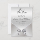 Romantic Diamonds & Silver Bow 25th Save the Date (Voorkant)