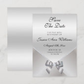Romantic Diamonds & Silver Bow 25th Save the Date (Voorkant / Achterkant)
