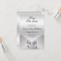 Romantic Diamonds & Silver Bow 25th Save the Date