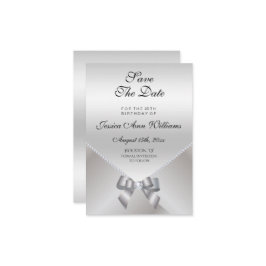 Romantic Diamonds & Silver Bow 25th Save the Date
