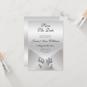Romantic Diamonds & Silver Bow 25th Save the Date