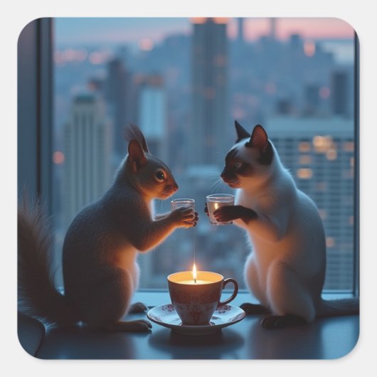 Romantic Dinner Vierkante Sticker (Voorkant)