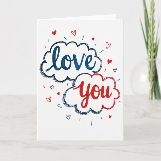 Romantic Doodled I Love You Card Kaart (Voorkant)