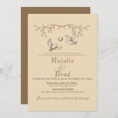 Romantic Dove Wedding Invitation Kaart (Voorkant / Achterkant)