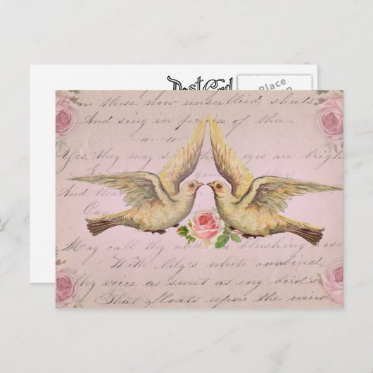 Romantic Doves in Love  Collage Briefkaart (Voorkant / Achterkant)