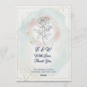 Romantic Doves  Pink Floral Watercolor Wedding Kaart (Achterkant)