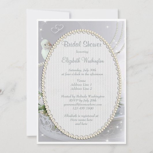 Romantic Doves, Sparkles & Roos Vrijgezellenfeest Kaart (Achterkant)