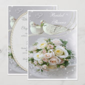 Romantic Doves, Sparkles & Roos Vrijgezellenfeest Kaart (Voorkant / Achterkant)