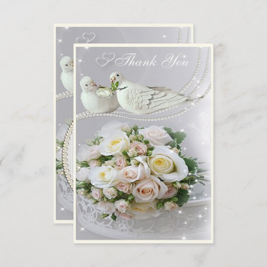 Romantic Doves, Sparkles & Rozen Bedankt voor je b (Voorkant / Achterkant)