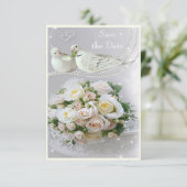 Romantic Doves, Sparkles & Rozen sparen de Datum Save The Date (Staand voorkant)