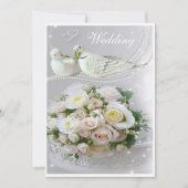 Romantic Doves, Sparkles & Rozen Weddenschap Kaart (Voorkant)