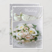 Romantic Doves, Sparkles & Rozen Weddenschap Kaart (Voorkant / Achterkant)