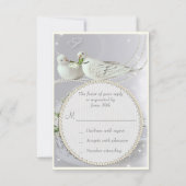 Romantic Doves, Sparkles & Rozen Weddenschap RSVP Kaartje (Achterkant)