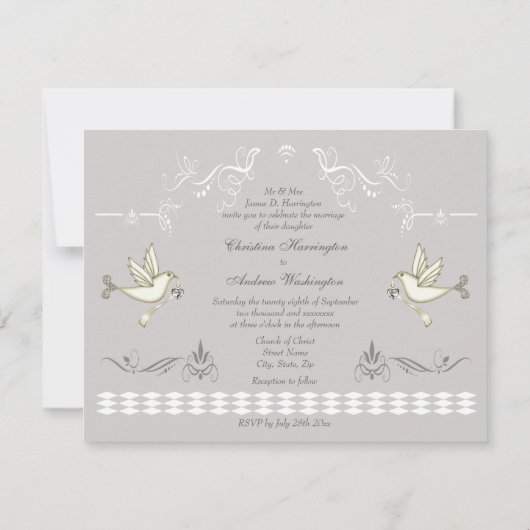 Romantic Doves Wedding Kaart (Achterkant)